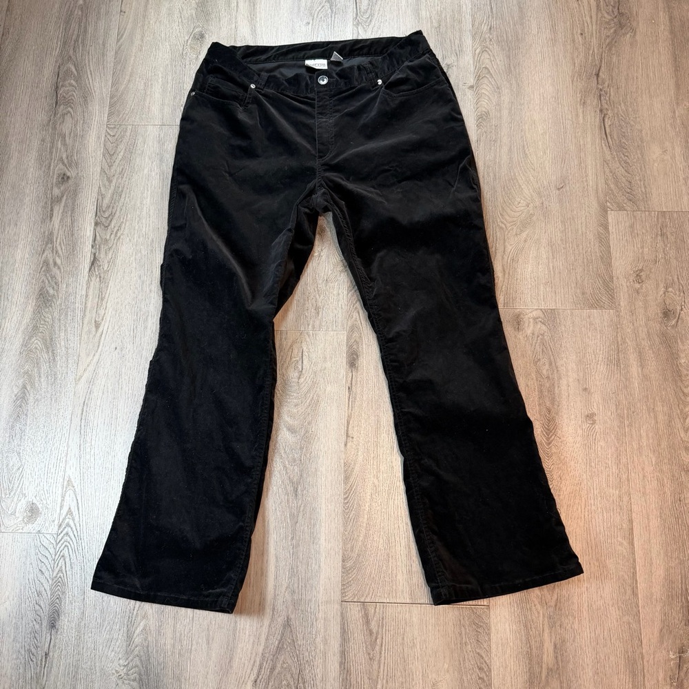 Chico's‎ Pants Womens 2 Short Black Corduroy Straight Leg Stretch Chino Relaxed